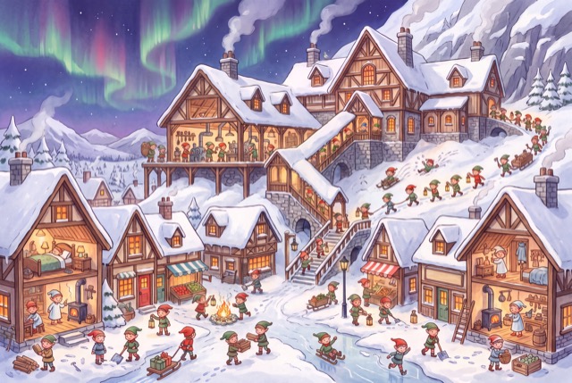 The Elf Workshop opening illustration
